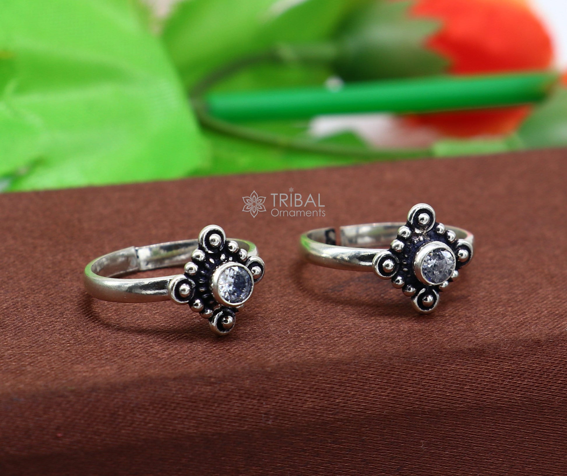 925 sterling silver adjustable size toe ring band cubic zircon stone tribal  belly dance ethnic cultural jewelry from india ntr91