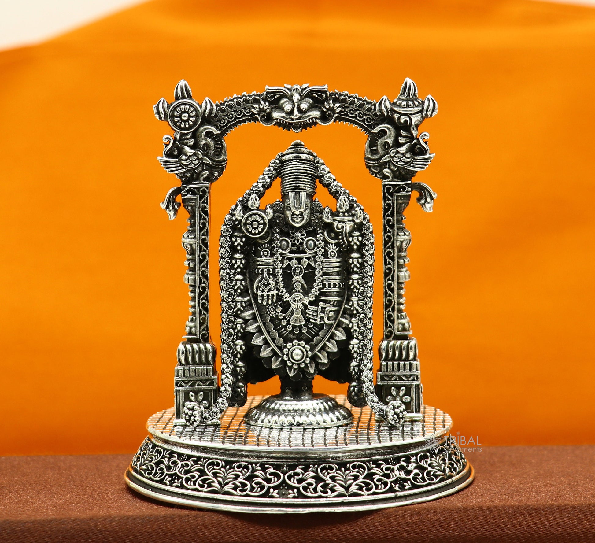 3.5" 925 sterling silver stylish Hindu idol tirupati balaji statue sculpture figurine amazing design Krishna statue gifting jewelry art604 - TRIBAL ORNAMENTS