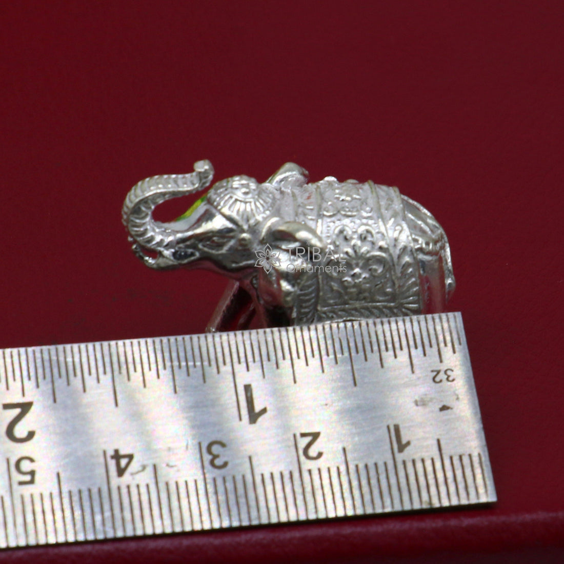 Fully solid 925 Sterling silver Elephant statue/ figurine sculpture, best gifting or puja article figurine for wealth and prosperity art607 - TRIBAL ORNAMENTS