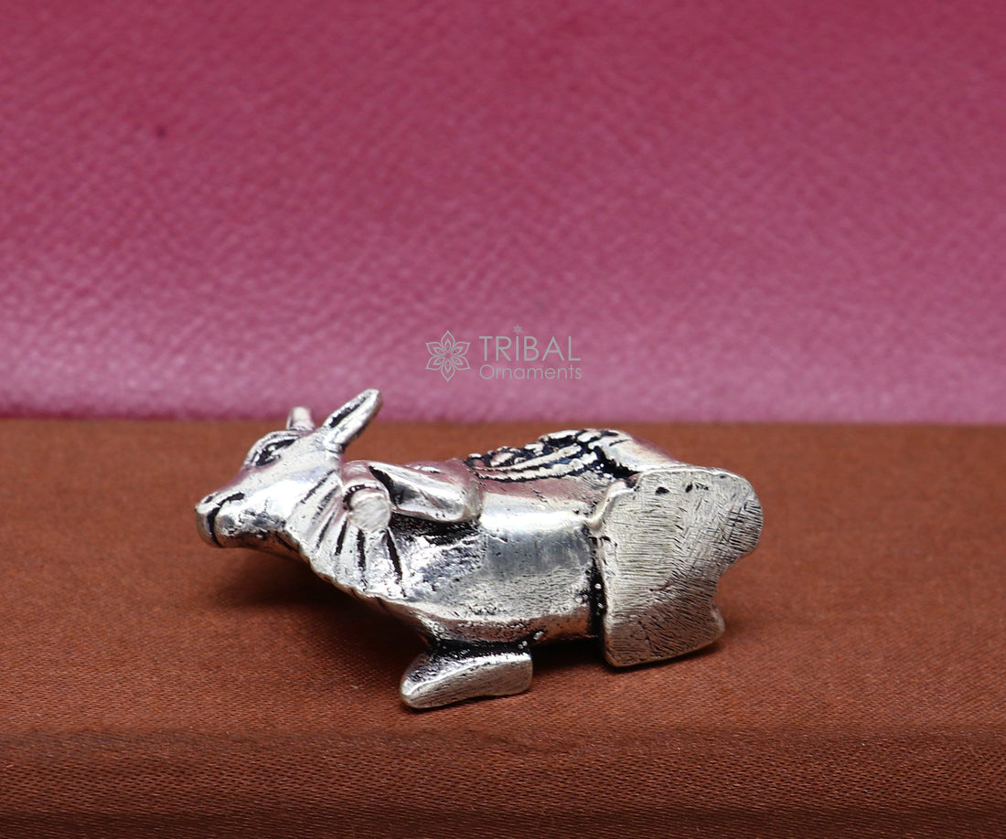 925 Sterling silver Lord Shiva  Nandi Maharaj handmade small solid figurine for puja, best gift for lord Shiva, divine Nandi statue ART610 - TRIBAL ORNAMENTS