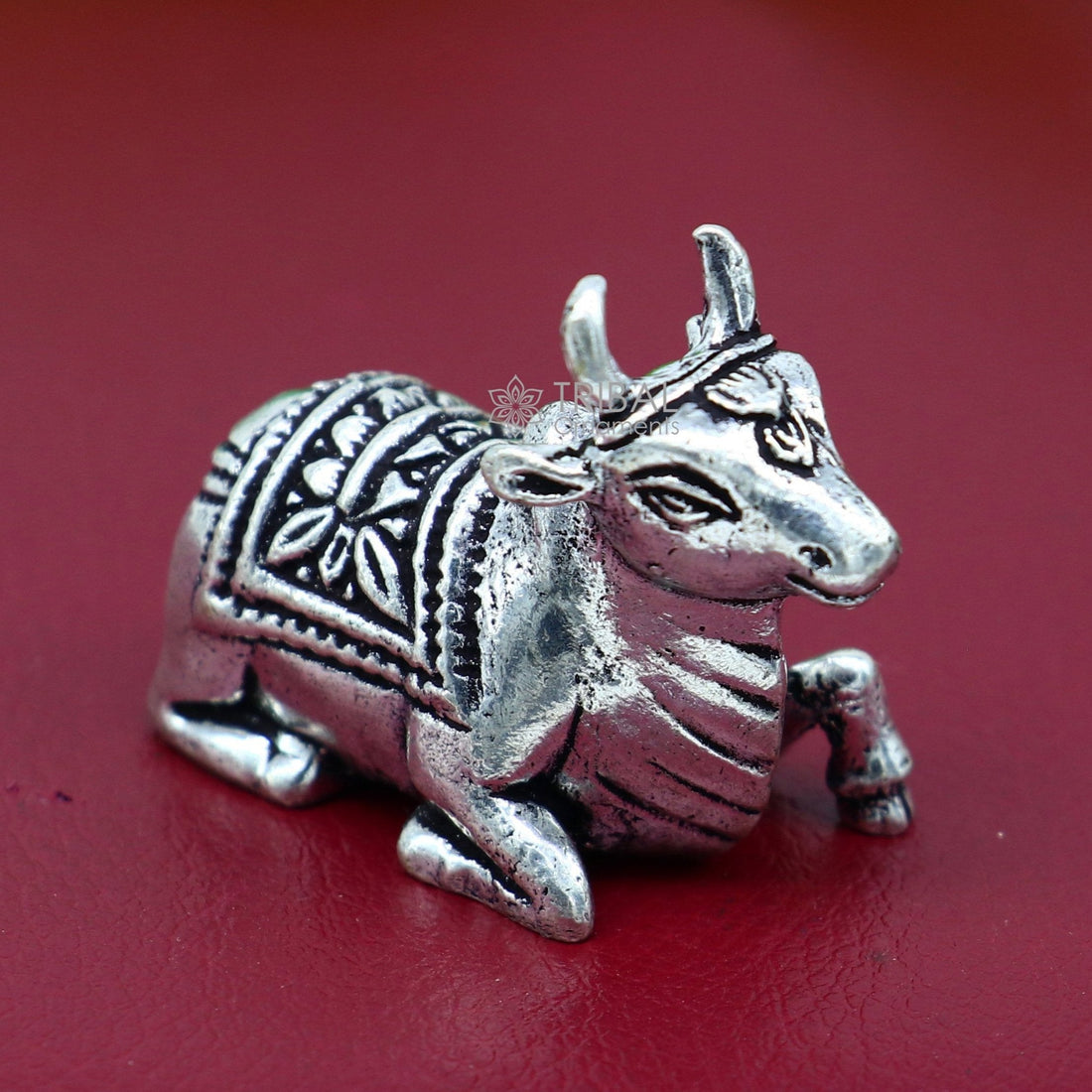 925 Sterling silver Lord Shiva  Nandi Maharaj handmade small solid figurine for puja, best gift for lord Shiva, divine Nandi statue ART610 - TRIBAL ORNAMENTS