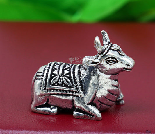 925 Sterling silver Lord Shiva  Nandi Maharaj handmade small solid figurine for puja, best gift for lord Shiva, divine Nandi statue ART610 - TRIBAL ORNAMENTS