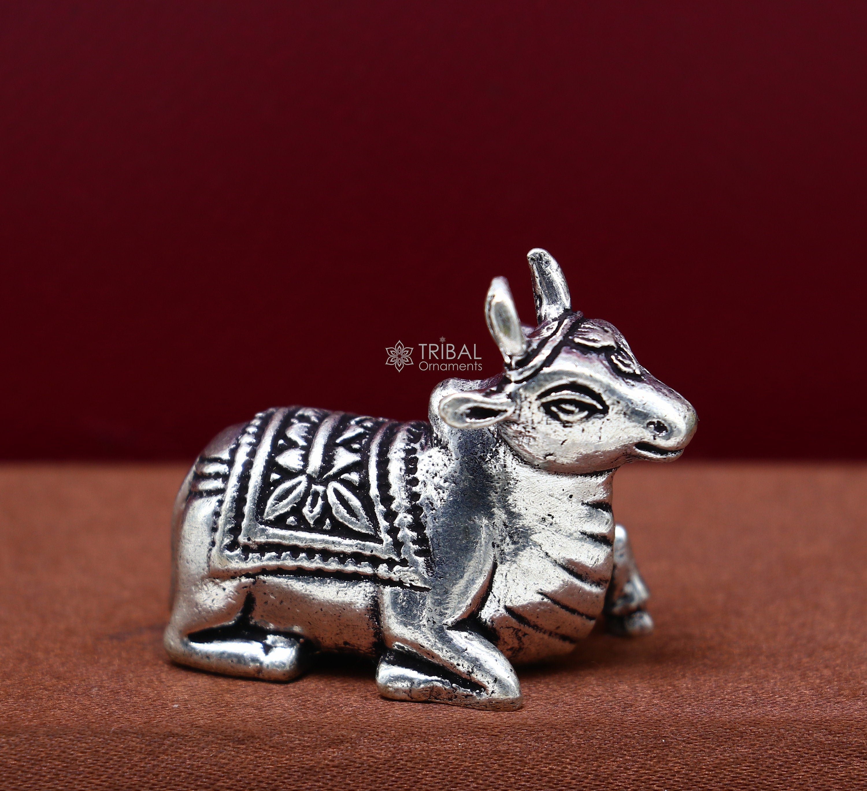 925 Sterling silver Lord Shiva Nandi Maharaj handmade small solid figurine  for puja, best gift for lord Shiva, divine Nandi statue ART610 | TRIBAL  ORNAMENTS
