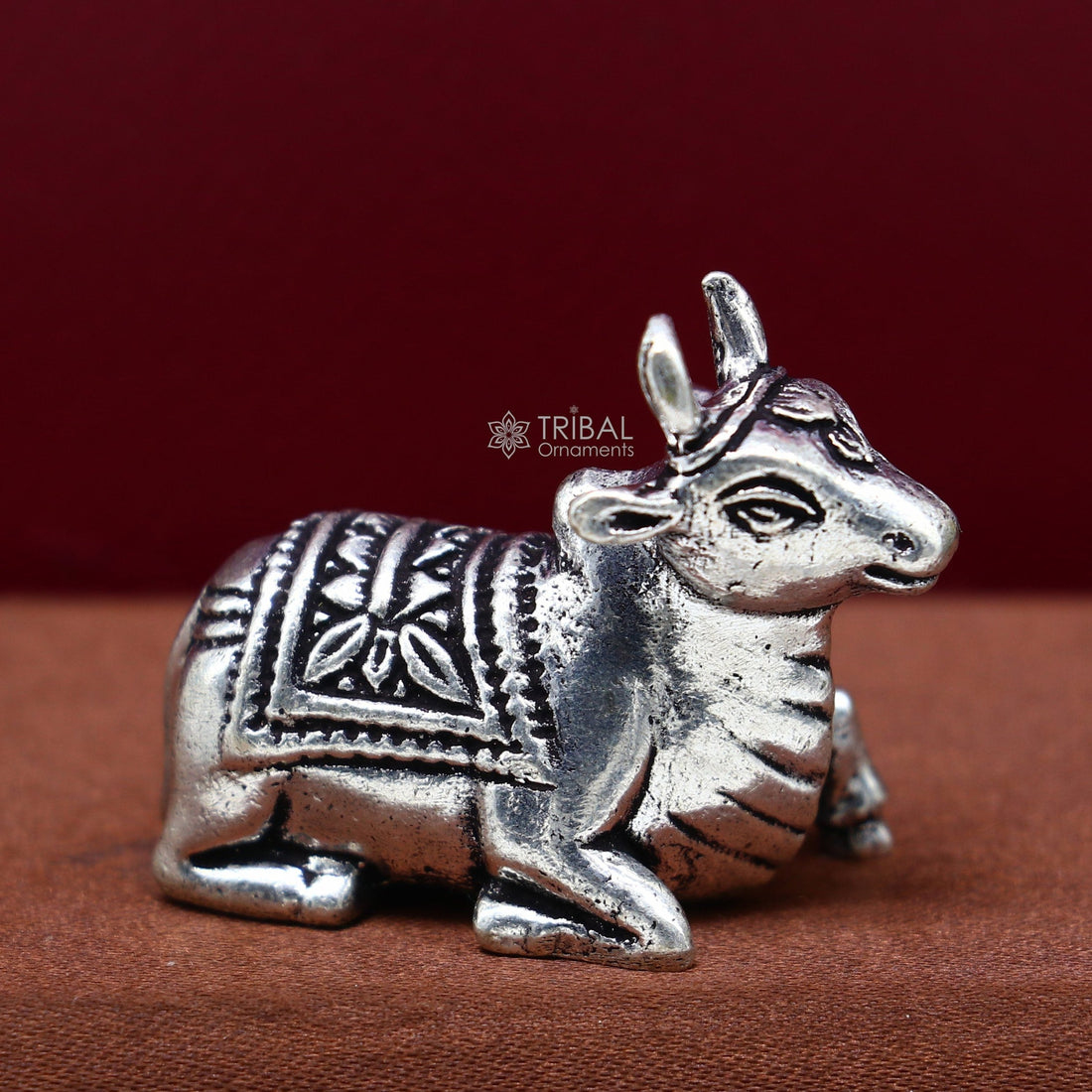 925 Sterling silver Lord Shiva  Nandi Maharaj handmade small solid figurine for puja, best gift for lord Shiva, divine Nandi statue ART610 - TRIBAL ORNAMENTS