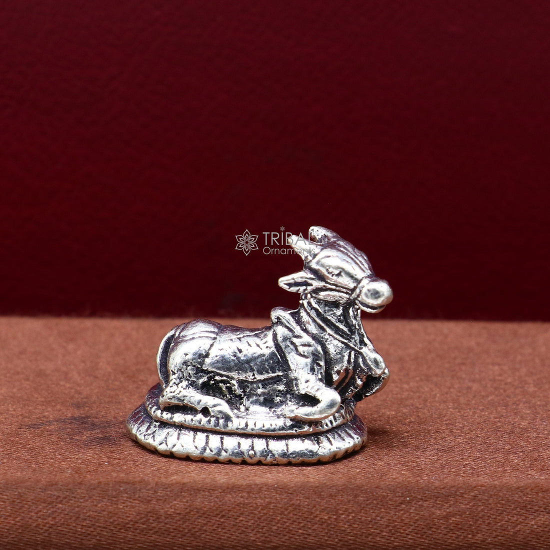 925 Sterling silver Lord Shiva  Nandi Maharaj handmade small solid figurine for puja, best gift for lord Shiva, divine Nandi statue ART611 - TRIBAL ORNAMENTS