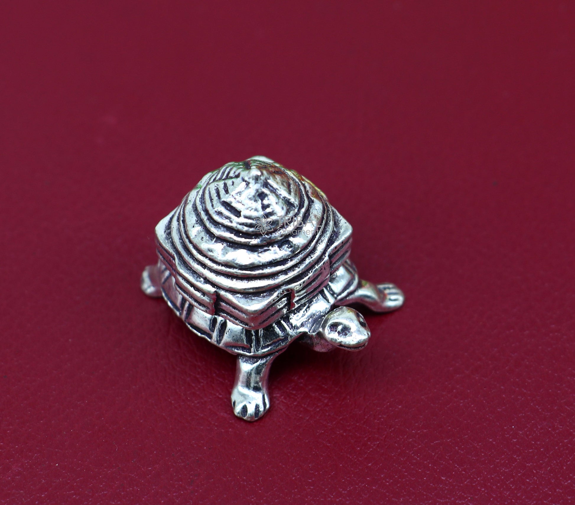 925 silver vintage design small tortoise statue sculpture with shree yantram pyramid  best puja article collection silver figurine art612 - TRIBAL ORNAMENTS