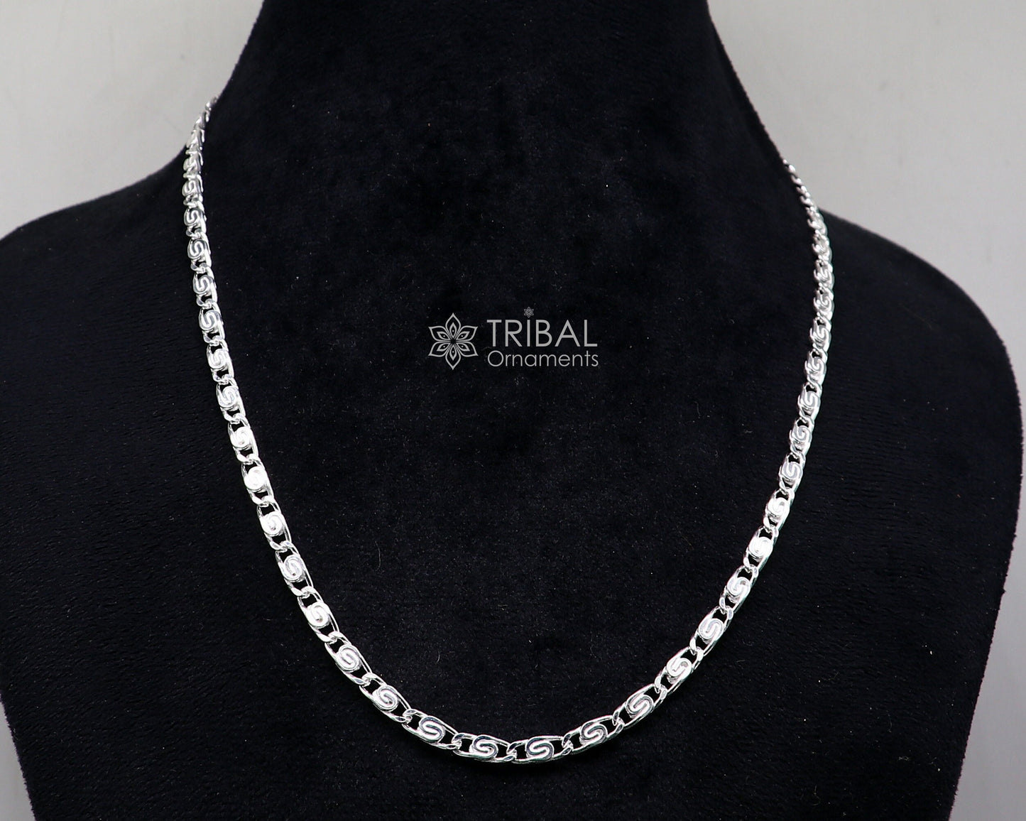 20" 3.5 MM 925 sterling silver handmade solid fancy stylish silver chain necklace nawabi chain best gifting jewelry from India ch226 - TRIBAL ORNAMENTS