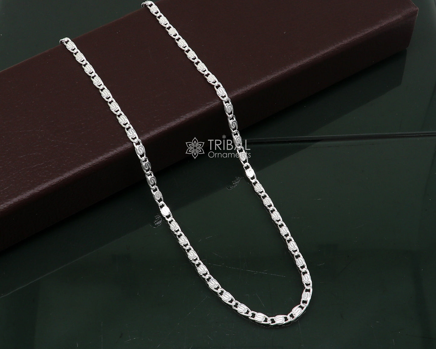 20" 3.5 MM 925 sterling silver handmade solid fancy stylish silver chain necklace nawabi chain best gifting jewelry from India ch226 - TRIBAL ORNAMENTS