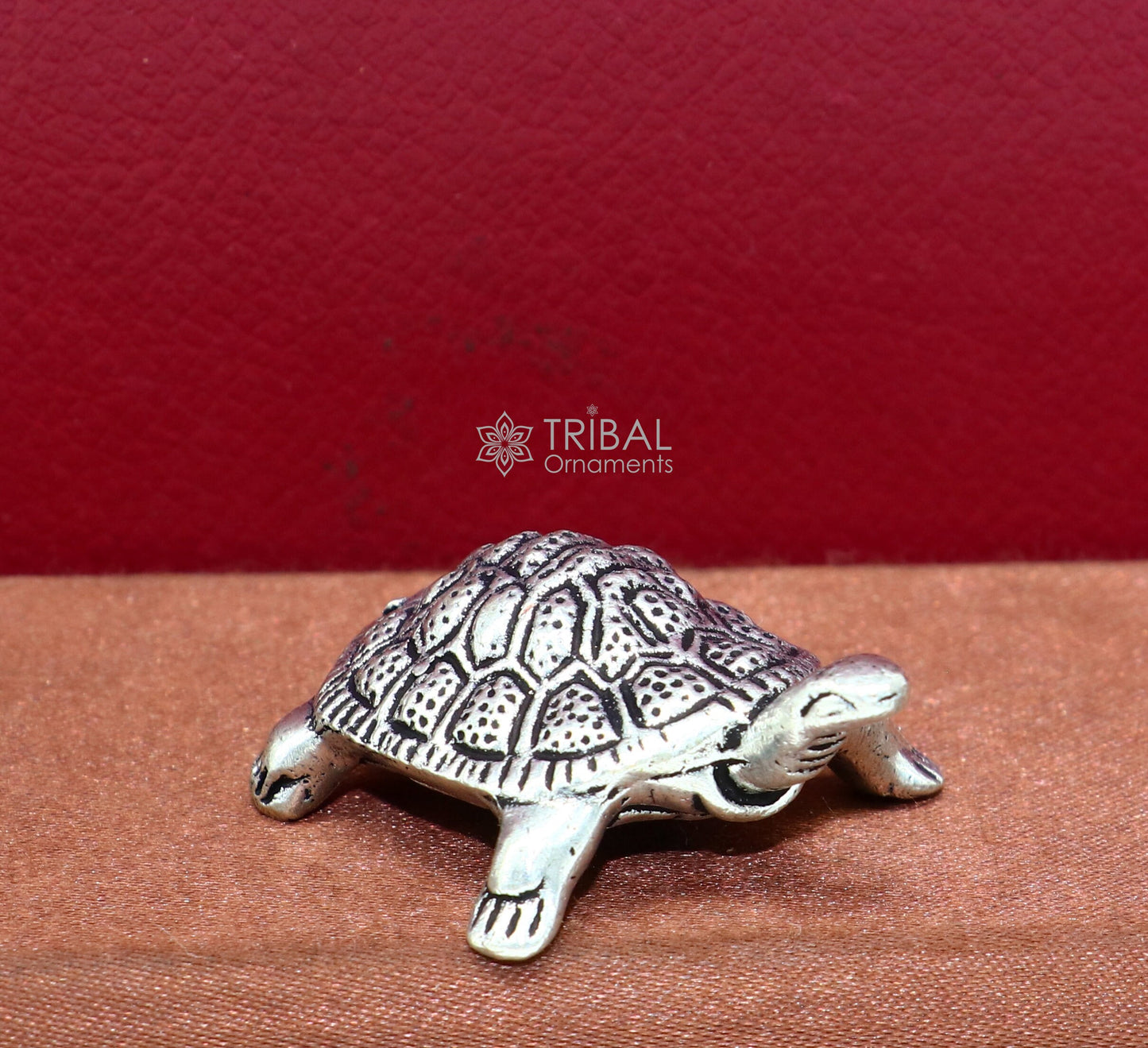 925 sterling silver Solid design small tortoise statue sculpture puja article collection silver figurine for wealth and prosperity art613 - TRIBAL ORNAMENTS