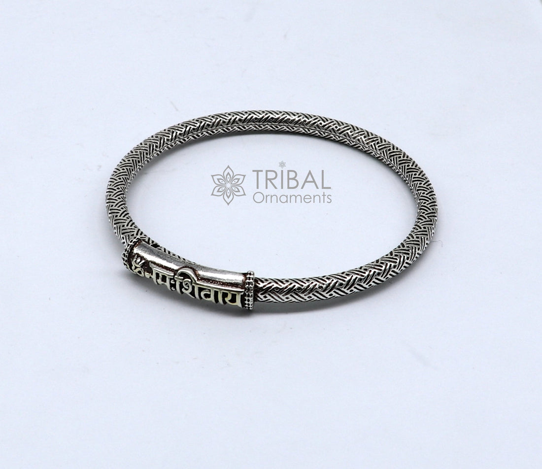 925 Sterling silver Lord Shiva "Aum Namah Shivay" Mantra bracelet, amazing cultural divine bracelet customized Babhubali Kada jewelry nsk659 - TRIBAL ORNAMENTS
