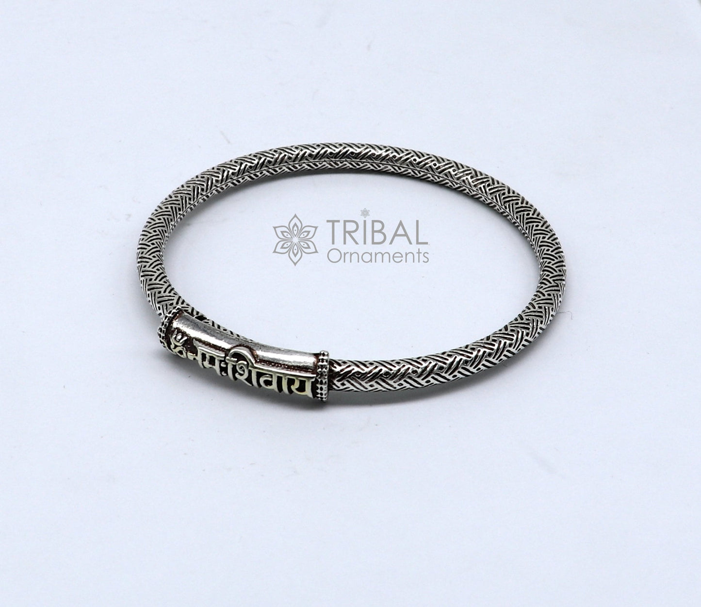 925 Sterling silver Lord Shiva "Aum Namah Shivay" Mantra bracelet, amazing cultural divine bracelet customized Babhubali Kada jewelry nsk659 - TRIBAL ORNAMENTS