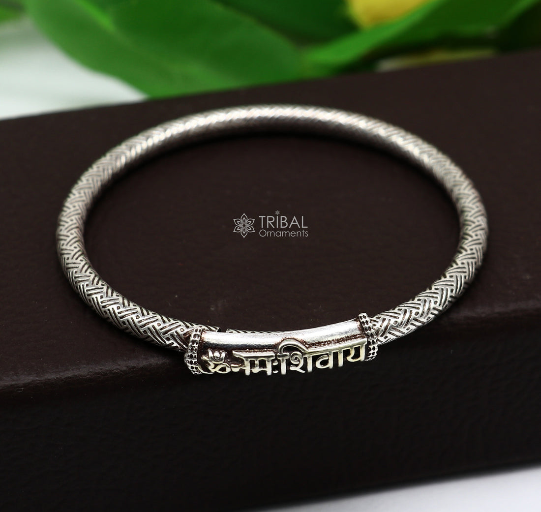 925 Sterling silver Lord Shiva "Aum Namah Shivay" Mantra bracelet, amazing cultural divine bracelet customized Babhubali Kada jewelry nsk659 - TRIBAL ORNAMENTS