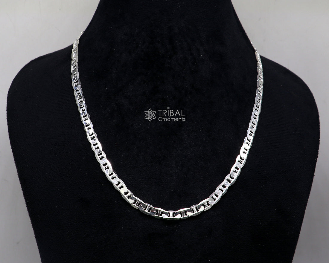 20" 3.5 MM 925 sterling silver handmade solid fancy stylish silver chain necklace Nawabi chain best gifting jewelry from India ch229 - TRIBAL ORNAMENTS