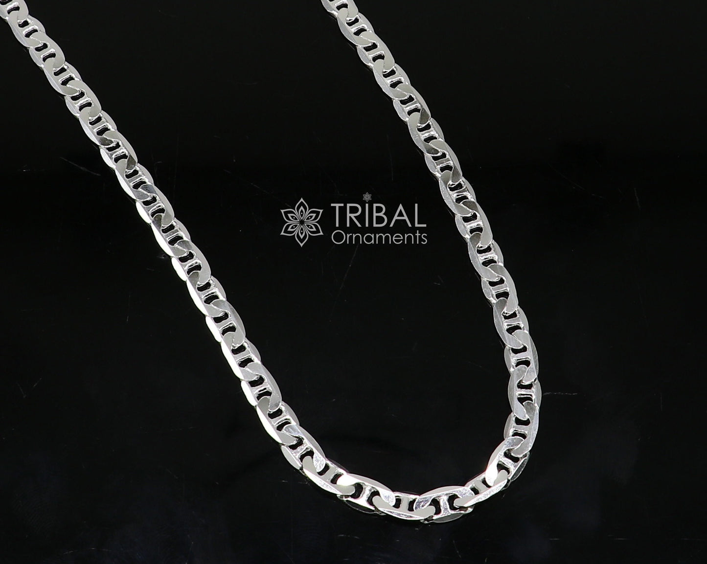 20" 3.5 MM 925 sterling silver handmade solid fancy stylish silver chain necklace Nawabi chain best gifting jewelry from India ch229 - TRIBAL ORNAMENTS