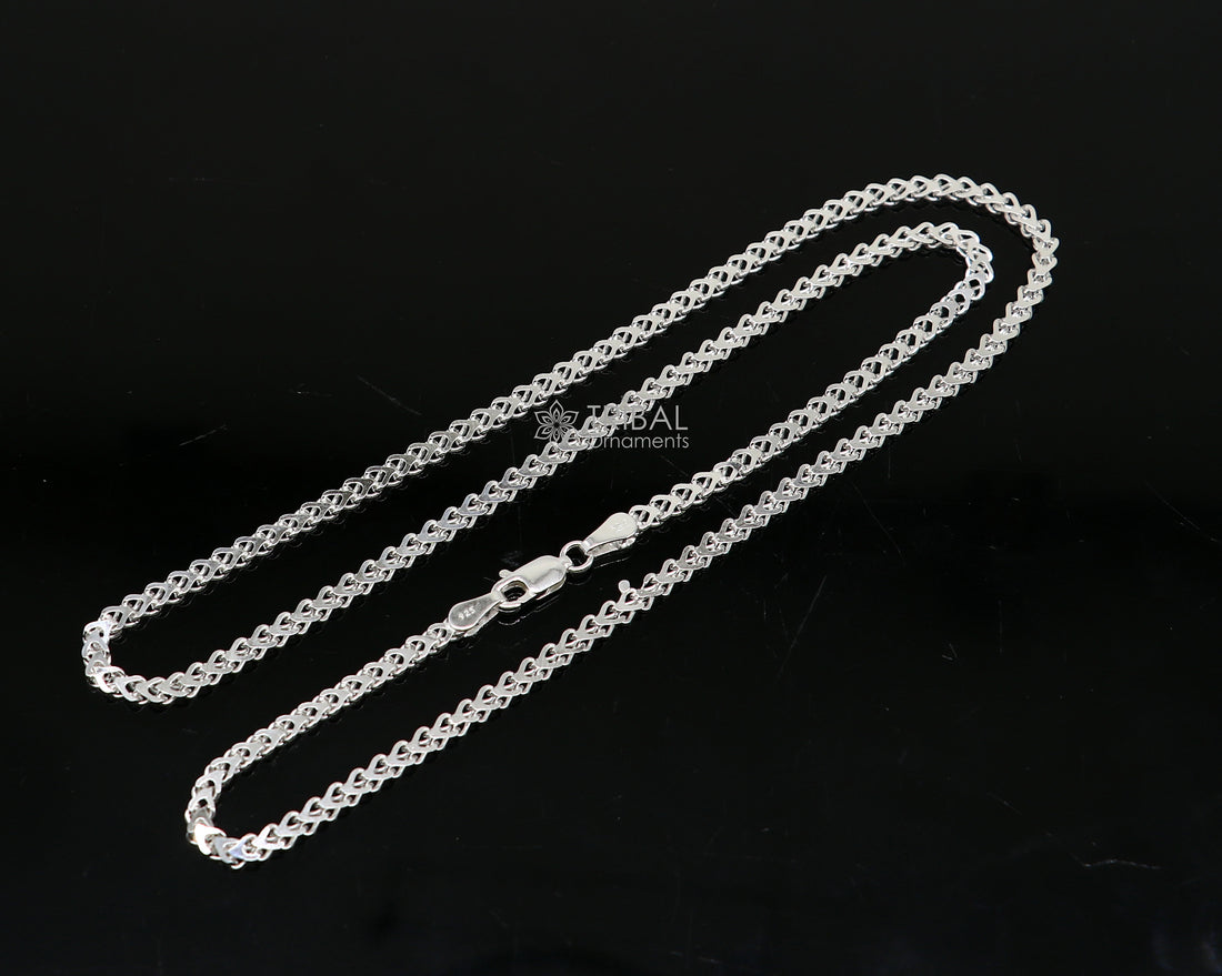 3mm 18"/20" solid 925 sterling silver handmade modern trendy design wheat chain necklace giving it a distinctive and stylish look ch234 - TRIBAL ORNAMENTS