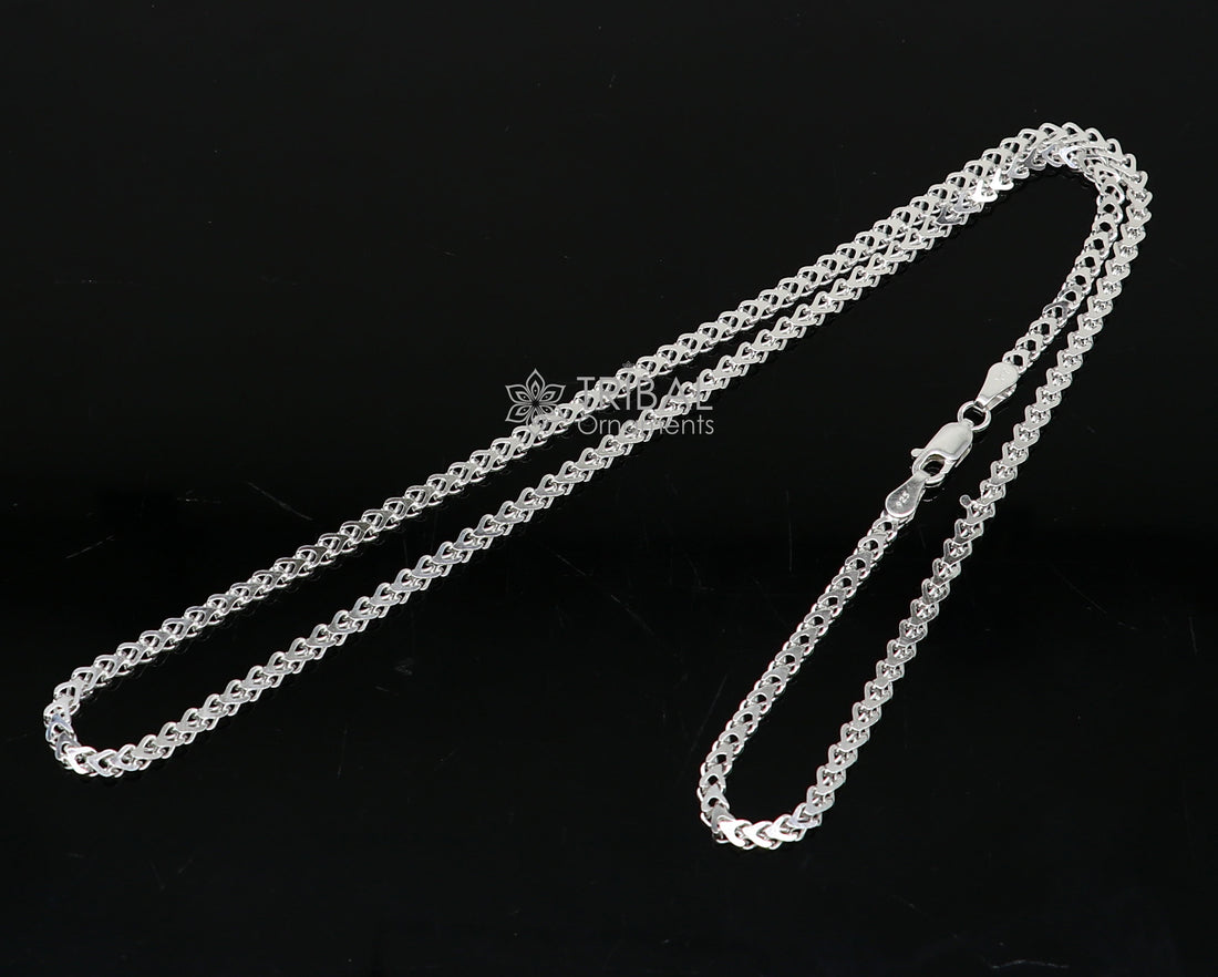 3mm 18"/20" solid 925 sterling silver handmade modern trendy design wheat chain necklace giving it a distinctive and stylish look ch234 - TRIBAL ORNAMENTS