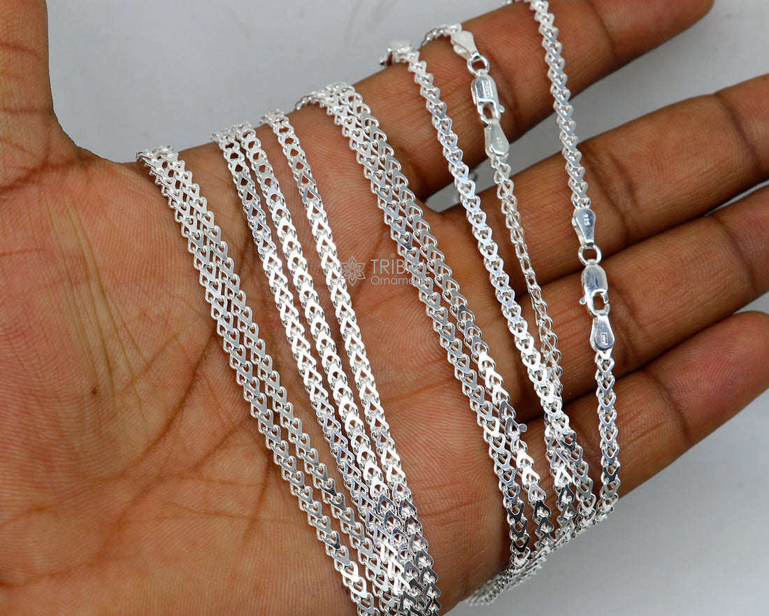 3mm 18"/20" solid 925 sterling silver handmade modern trendy design wheat chain necklace giving it a distinctive and stylish look ch234 - TRIBAL ORNAMENTS