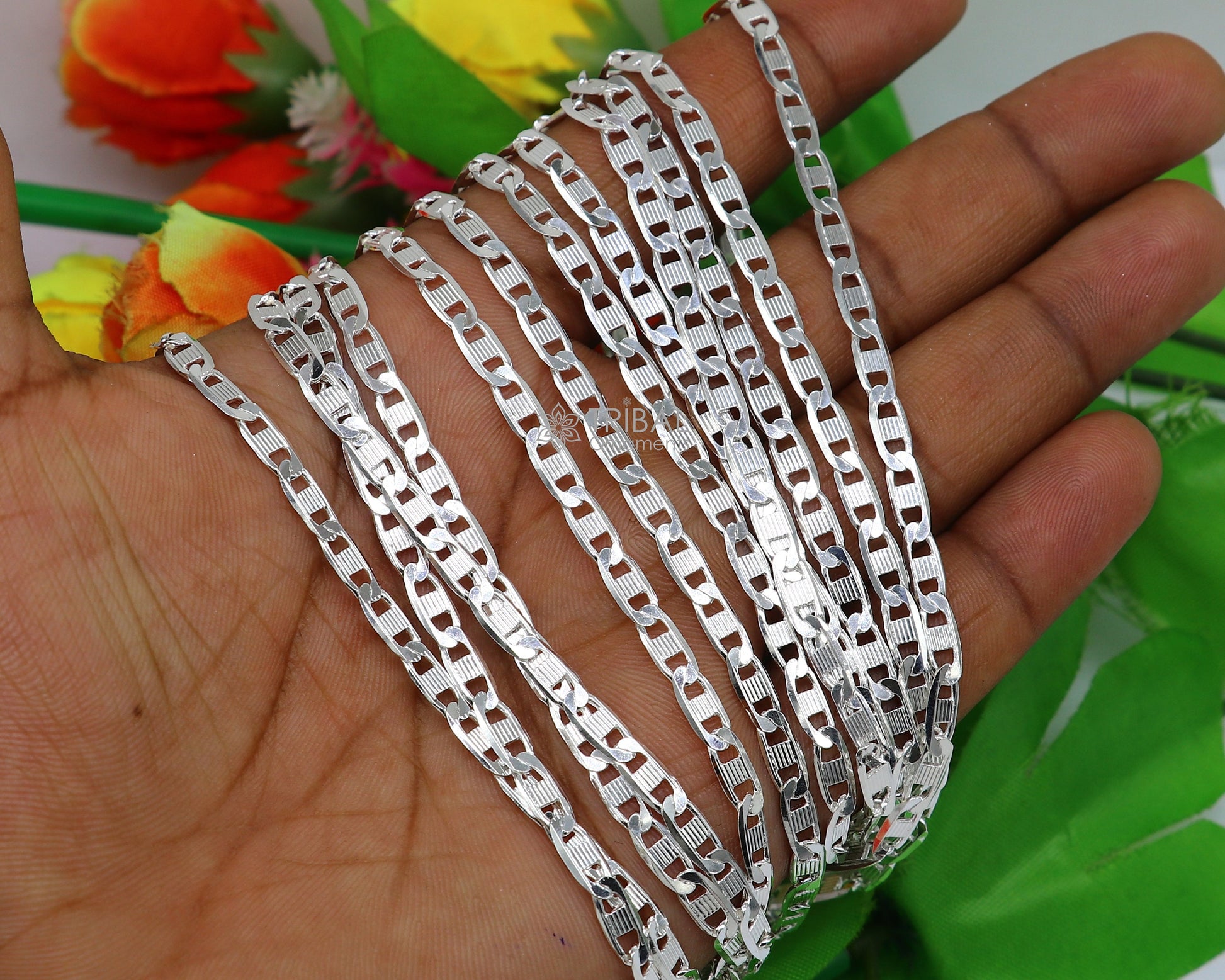 20" 4MM 925 sterling silver handmade solid fancy stylish silver chain necklace nawabi Luxury chain best gifting jewelry from India ch236 - TRIBAL ORNAMENTS