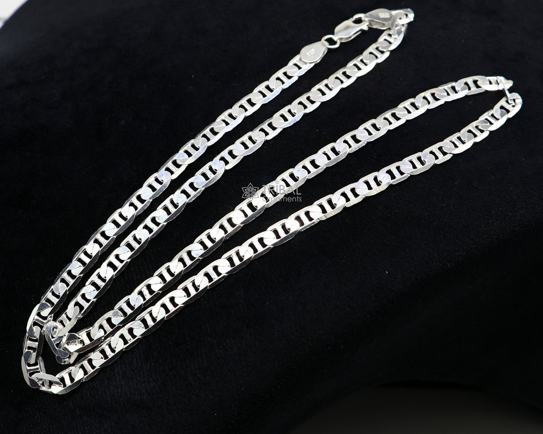 20" OR 24"  5.5MM 925 sterling silver handmade solid fancy stylish silver chain necklace Nawabi chain best gifting jewelry from India ch239 - TRIBAL ORNAMENTS