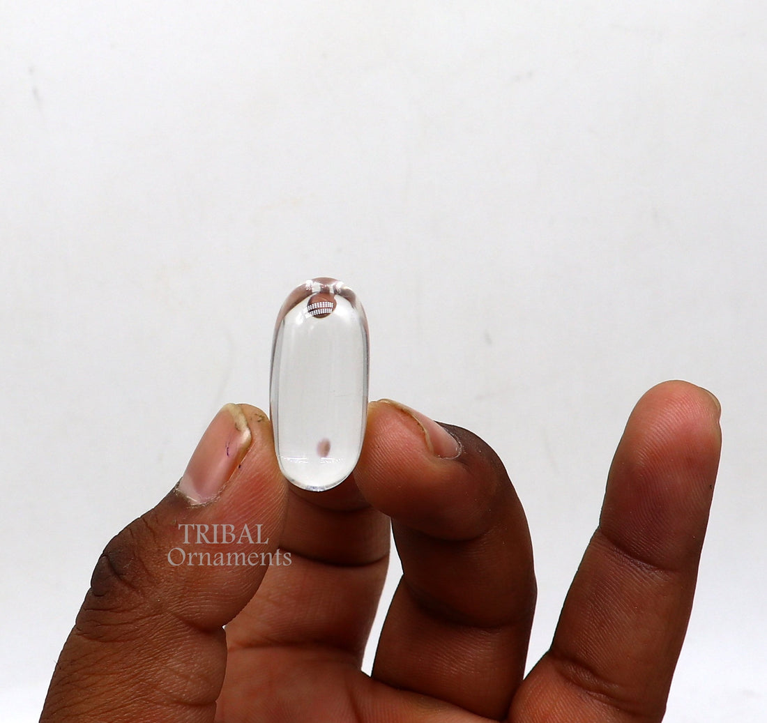 1.2" Natural sphatik crystal stone divine lor shiva lingam statue, amazing sphatik lingam puja article for wealth and prosperity stna27 - TRIBAL ORNAMENTS
