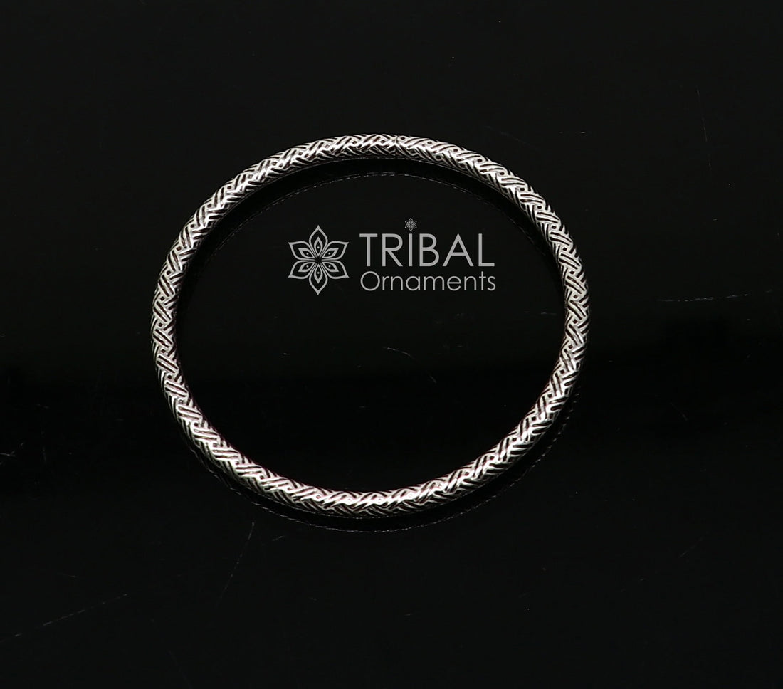 Pure 925 sterling silver unique vintage style bangle bracelet kada, excellent classical gifting bangle men's or girls ethnic jewelry nsk671 - TRIBAL ORNAMENTS