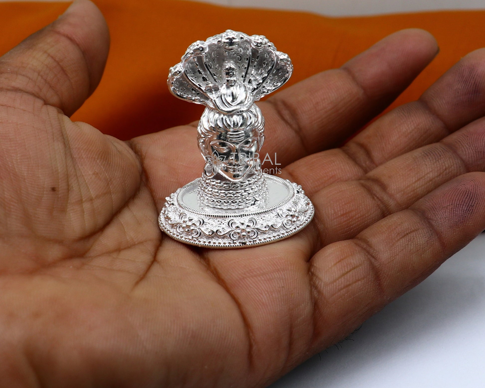 925 Sterling silver handmade hindu Lord Shiva with snake divine statue figurine, puja articles best gift silver sculpture article art600 - TRIBAL ORNAMENTS