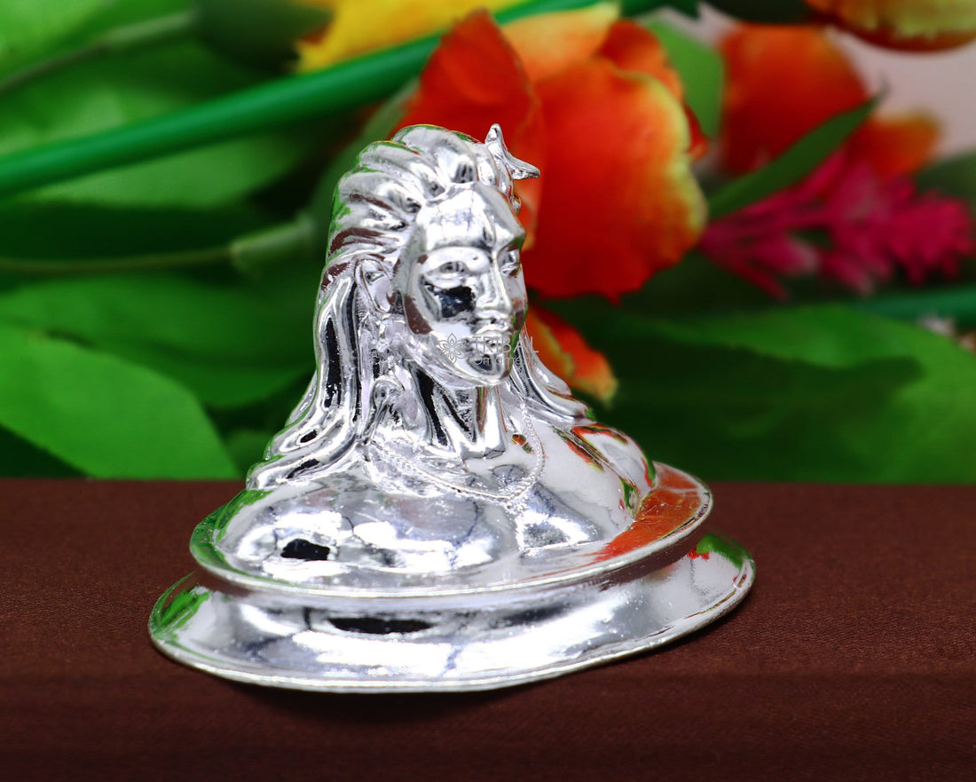 925 Sterling silver handmade hindu Lord Shiva divine statue figurine, puja articles best silver sculpture article for home and car art601 - TRIBAL ORNAMENTS