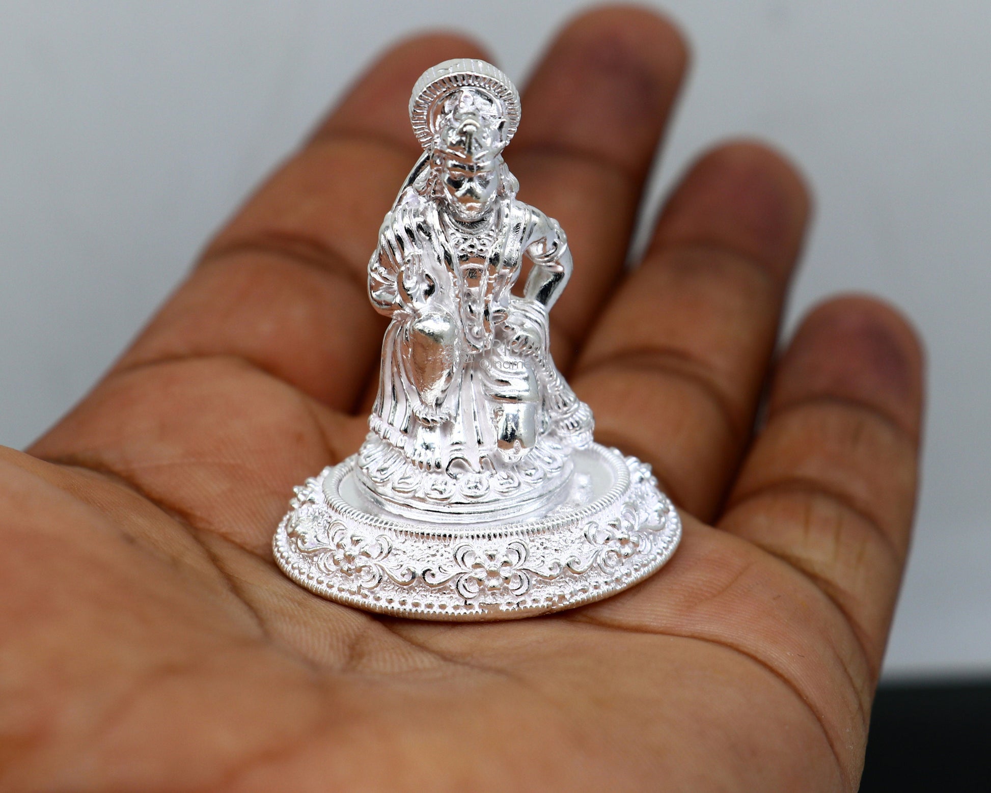 925 silver handmade Lord hanuman 1.6" small statue, best puja or gifting god hanuman statue sculpture home temple puja art, utensils art602 - TRIBAL ORNAMENTS