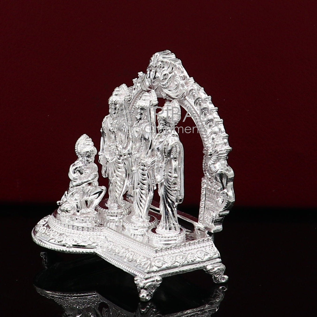 925 sterling silver handmade Divine Hindu god Rama Laxman seeta and Hanuman blessing Statue, Ram Darbar Divine figurine puja article art603 - TRIBAL ORNAMENTS