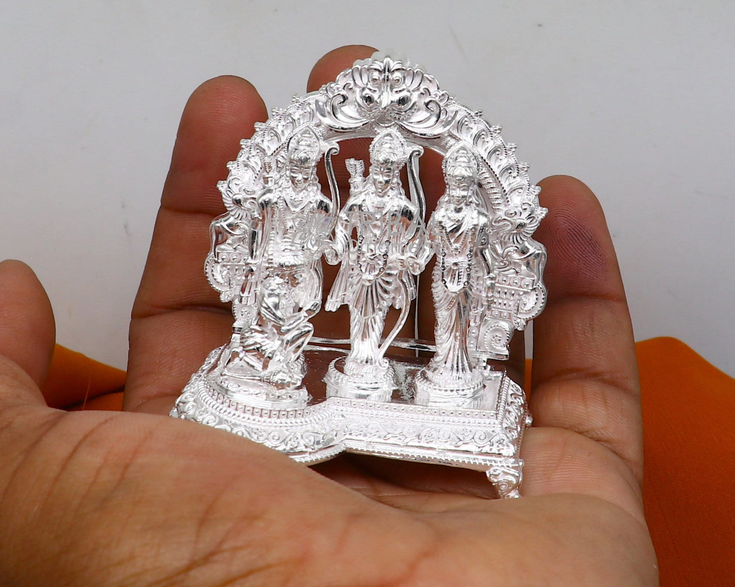 925 sterling silver handmade Divine Hindu god Rama Laxman seeta and Hanuman blessing Statue, Ram Darbar Divine figurine puja article art603 - TRIBAL ORNAMENTS