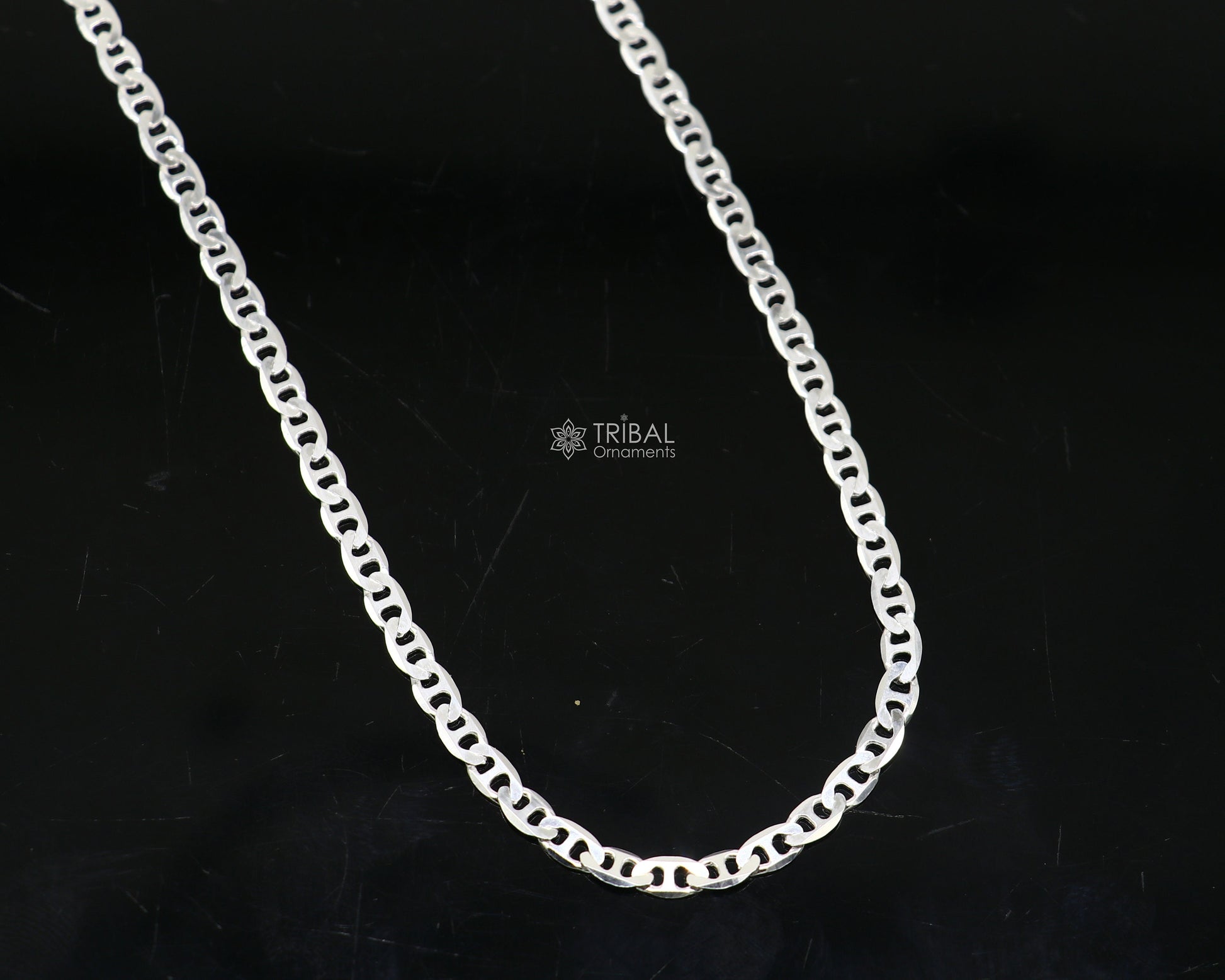24" 4MM 925 sterling silver handmade solid fancy stylish silver chain necklace Nawabi chain best gifting jewelry from India ch241 - TRIBAL ORNAMENTS