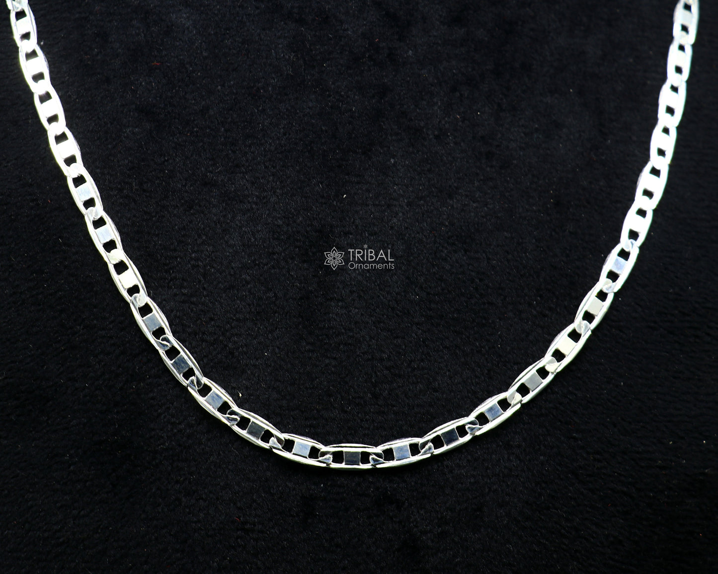 20" 4MM 925 sterling silver handmade solid fancy stylish silver chain necklace Nawabi chain best gifting jewelry from India ch242 - TRIBAL ORNAMENTS