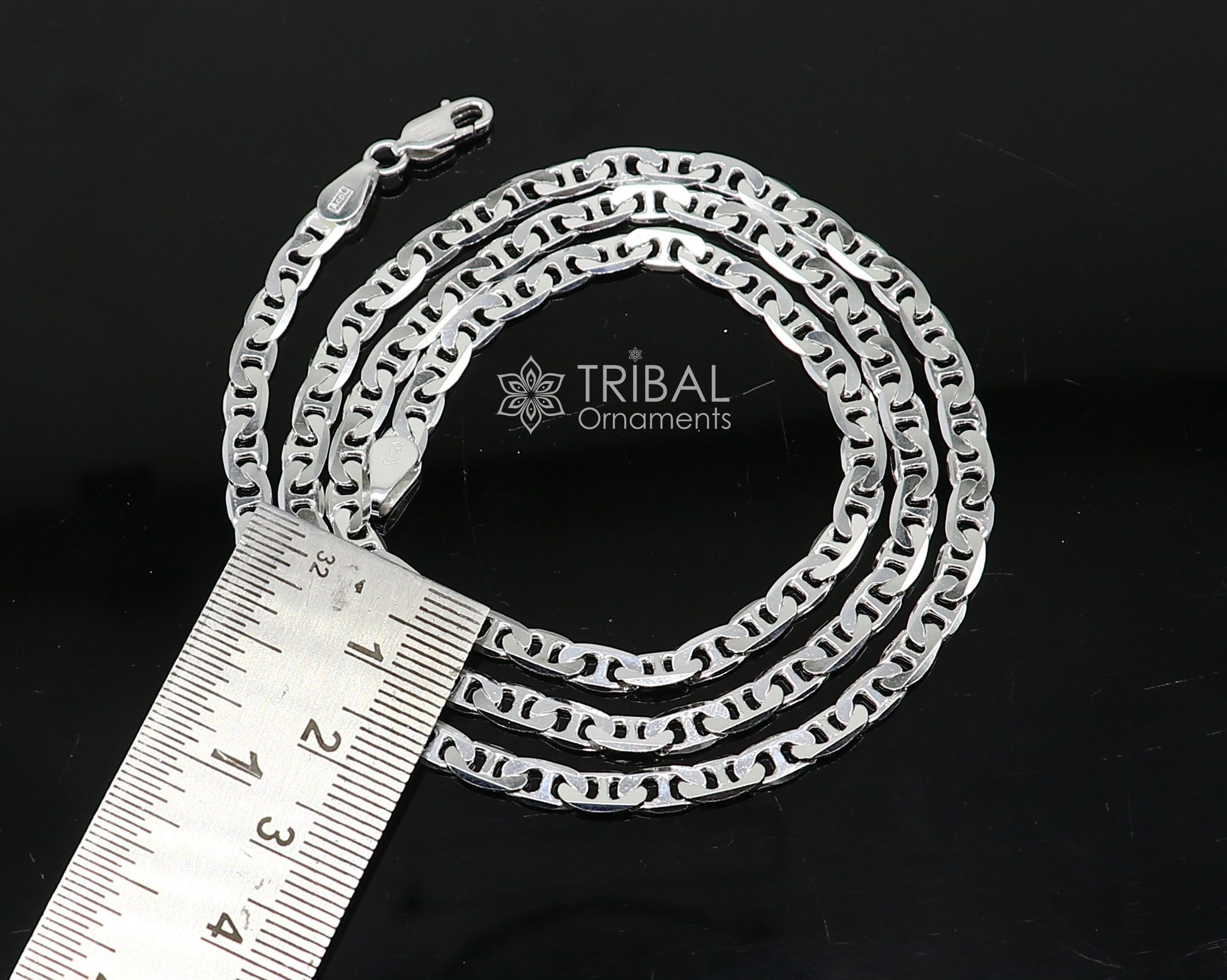 24" 4MM 925 sterling silver handmade solid fancy stylish silver chain necklace Nawabi chain best gifting jewelry from India ch243 - TRIBAL ORNAMENTS