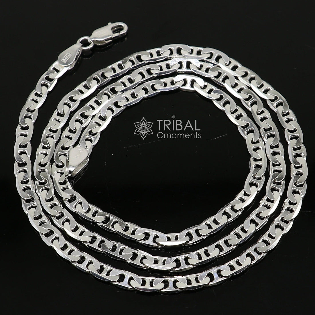 24" 4MM 925 sterling silver handmade solid fancy stylish silver chain necklace Nawabi chain best gifting jewelry from India ch243 - TRIBAL ORNAMENTS