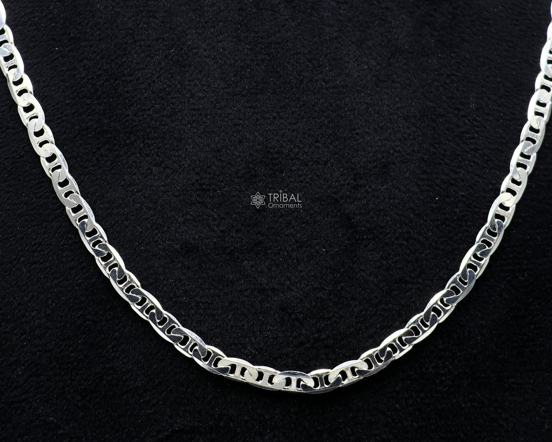 24" 4MM 925 sterling silver handmade solid fancy stylish silver chain necklace Nawabi chain best gifting jewelry from India ch243 - TRIBAL ORNAMENTS