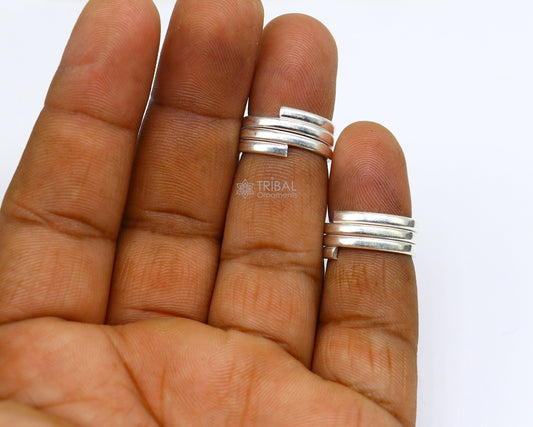 Amazing ethnic style handmade solid silver spiral design toe rings pair, excellent tribal customized belly dance hippie & boho jewelry ntr83 - TRIBAL ORNAMENTS
