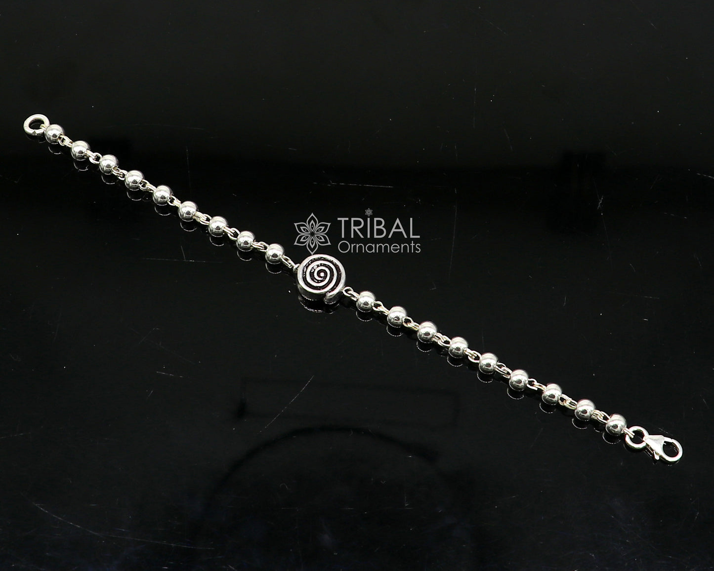 All sizes 925 sterling silver beaded bracelet or anklet for girls and kids/your baby, silver Nazariya/nazarbattu bbr501 - TRIBAL ORNAMENTS