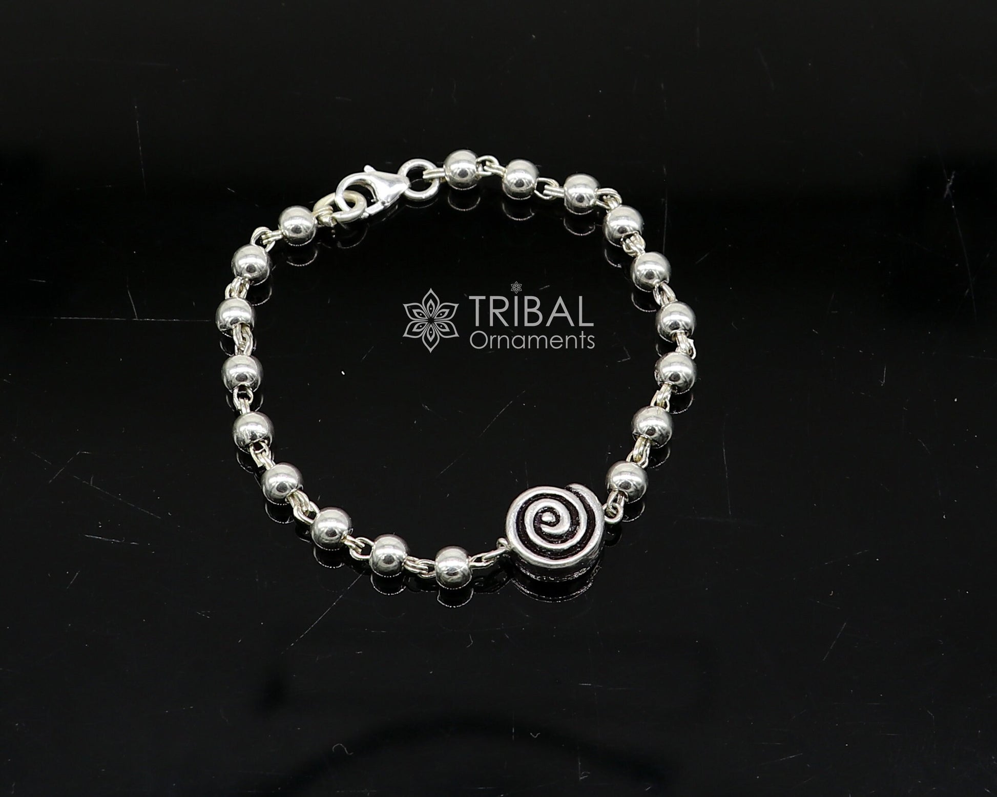 All sizes 925 sterling silver beaded bracelet or anklet for girls and kids/your baby, silver Nazariya/nazarbattu bbr501 - TRIBAL ORNAMENTS