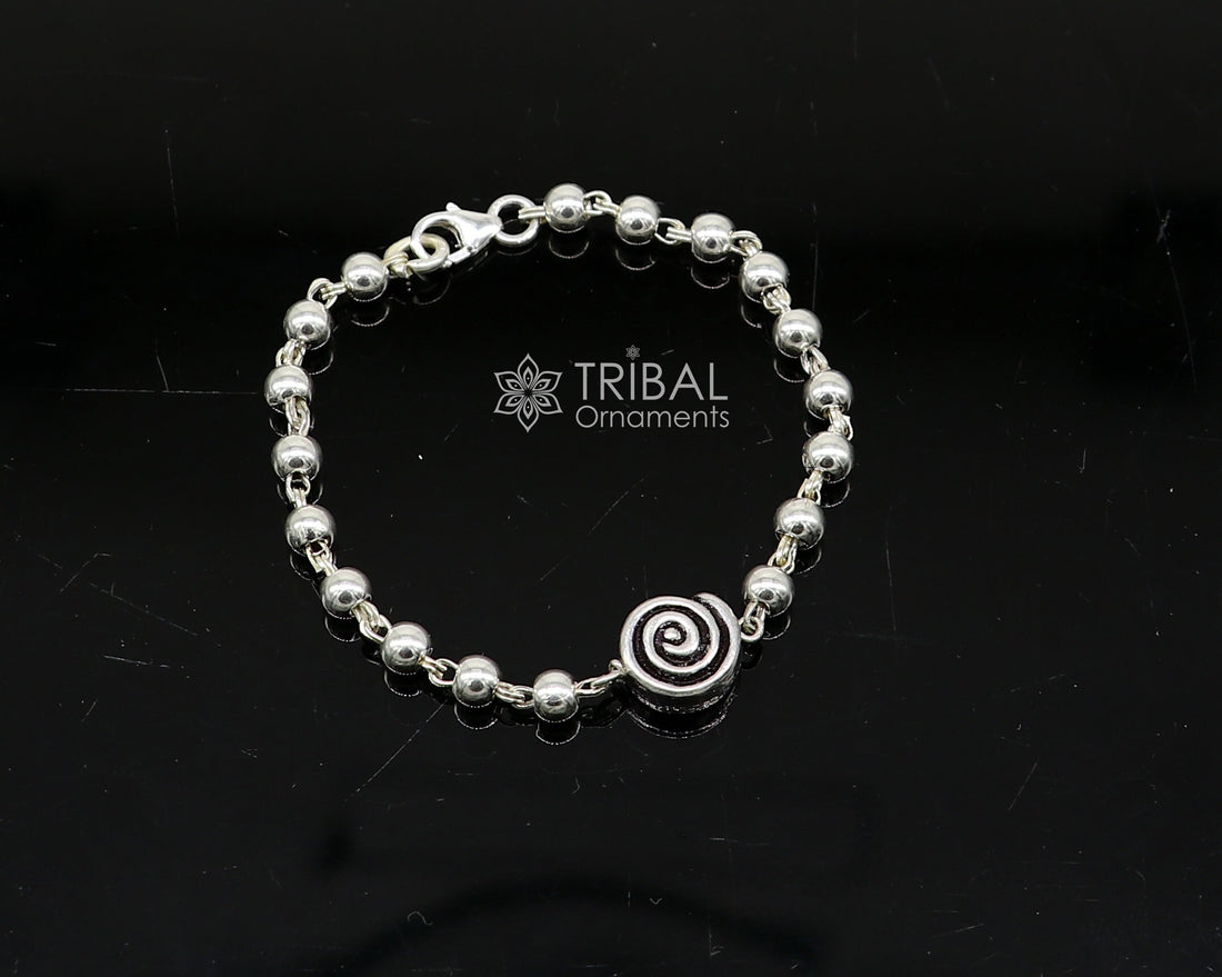 All sizes 925 sterling silver beaded bracelet or anklet for girls and kids/your baby, silver Nazariya/nazarbattu bbr501 - TRIBAL ORNAMENTS