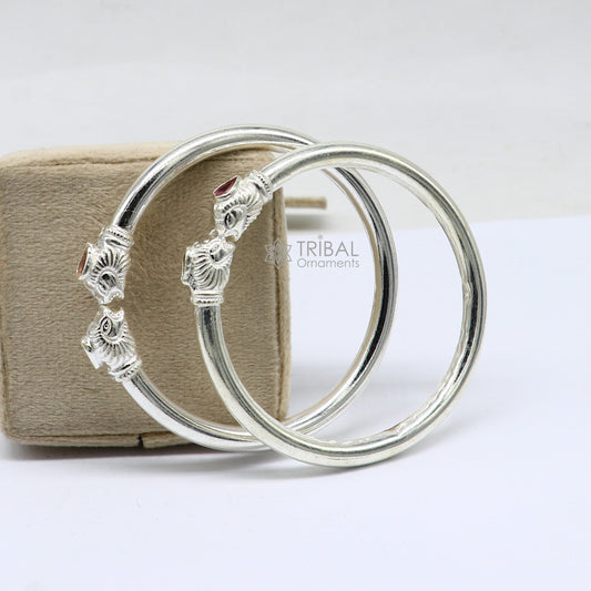 925 sterling silver handmade lion face design cultural trendy kada bracelet for men's and girl's, best delicate Light weight jewelry nsk675 - TRIBAL ORNAMENTS