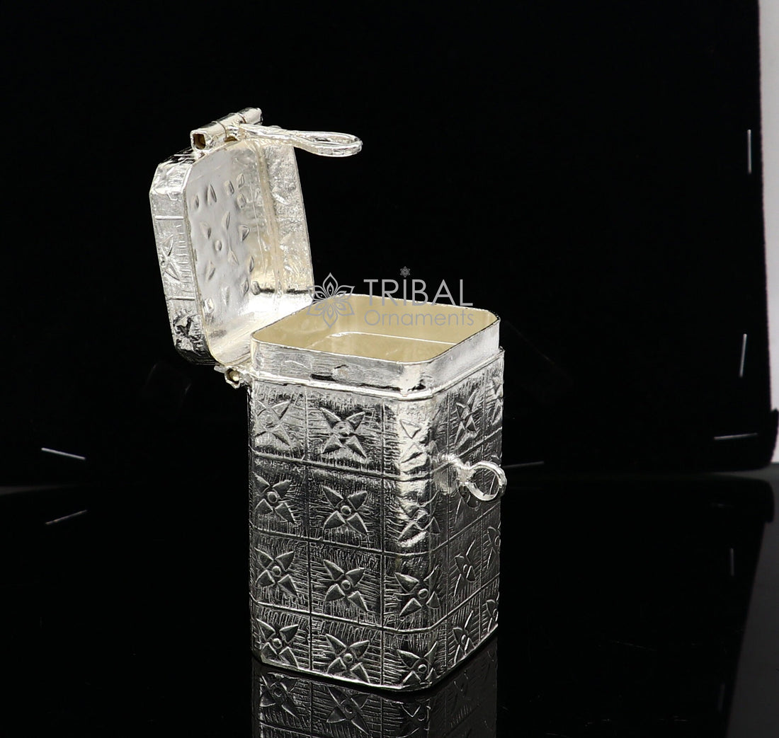 2.2" 925 silver utensils vintage style trinket box, container/casket box bridal floral work box, jewelry box silver utensils stb769 - TRIBAL ORNAMENTS