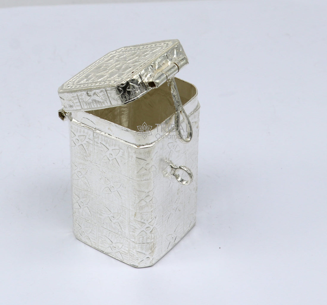 2.2" 925 silver utensils vintage style trinket box, container/casket box bridal floral work box, jewelry box silver utensils stb769 - TRIBAL ORNAMENTS