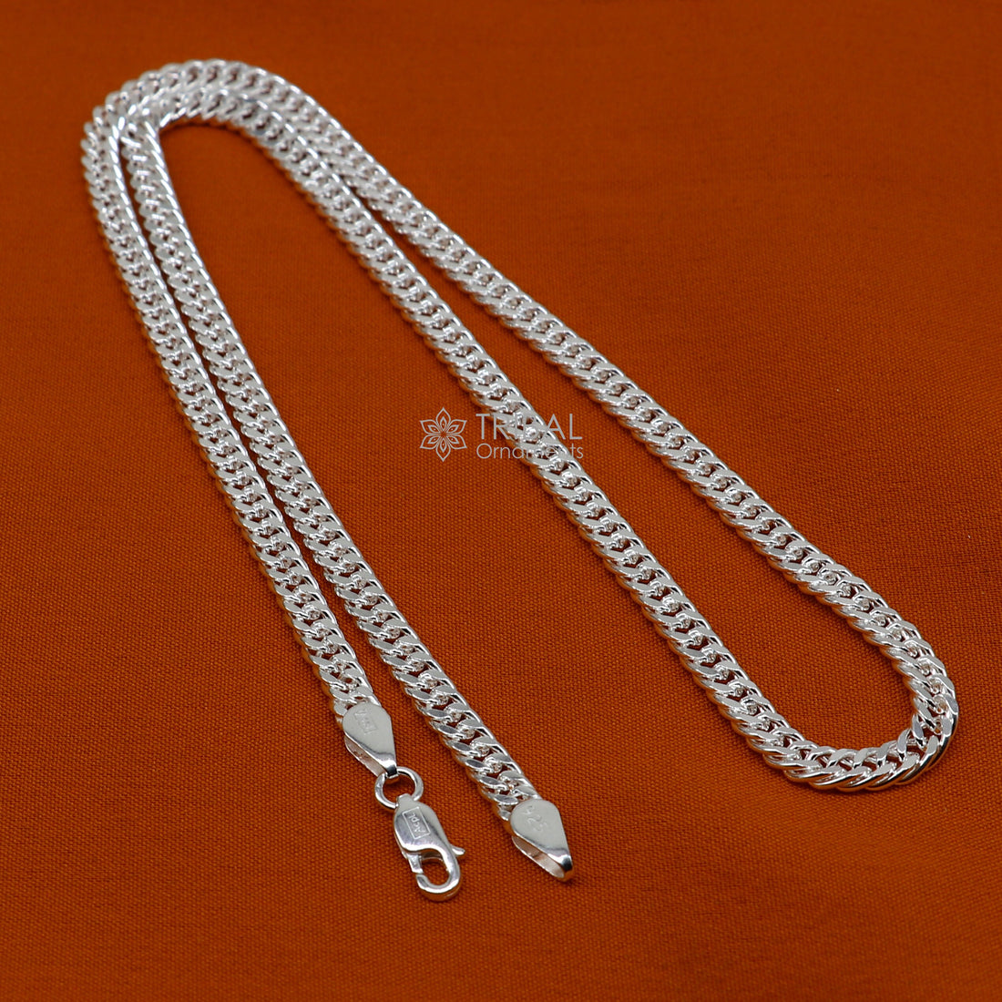 20"/24" 4MM 925 sterling silver handmade solid fancy stylish silver chain necklace curb cuban chain best gifting jewelry from India ch246 - TRIBAL ORNAMENTS