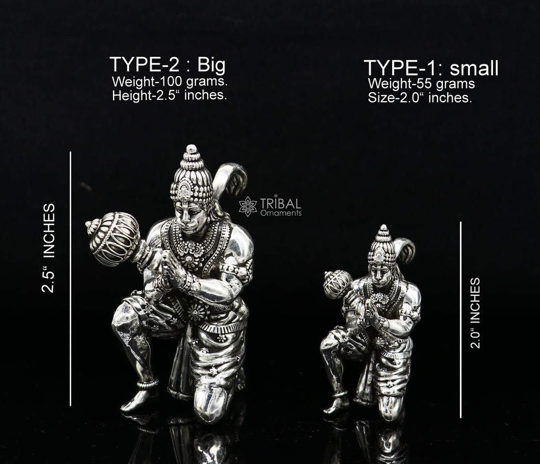 2"/2.5" 925 silver handmade Lord hanuman statue, best puja or gifting god hanuman statue sculpture home temple puja art figurine art618 - TRIBAL ORNAMENTS