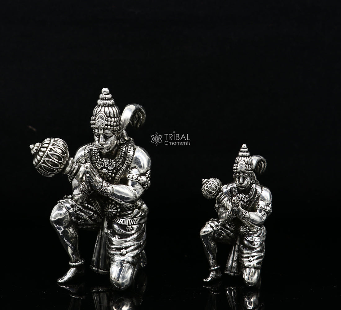 2"/2.5" 925 silver handmade Lord hanuman statue, best puja or gifting god hanuman statue sculpture home temple puja art figurine art618 - TRIBAL ORNAMENTS