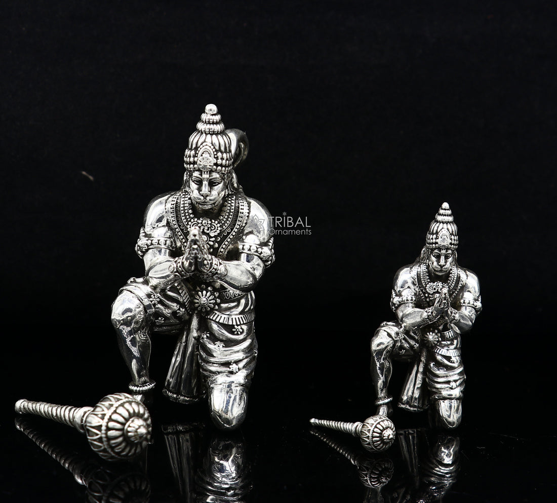 2"/2.5" 925 silver handmade Lord hanuman statue, best puja or gifting god hanuman statue sculpture home temple puja art figurine art618 - TRIBAL ORNAMENTS