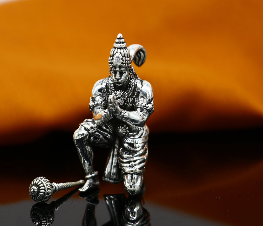 2.0" 925 silver handmade Lord hanuman statue, best puja or gifting god hanuman statue sculpture home temple puja art figurine art620 - TRIBAL ORNAMENTS