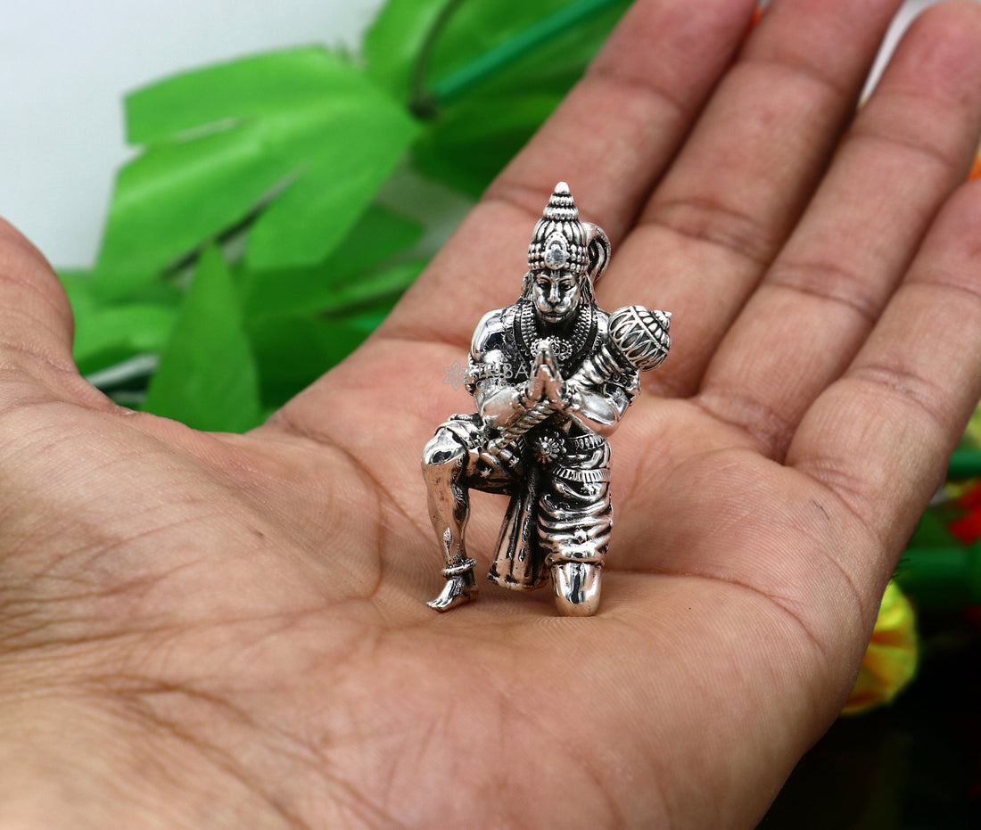 2.0" 925 silver handmade Lord hanuman statue, best puja or gifting god hanuman statue sculpture home temple puja art figurine art620 - TRIBAL ORNAMENTS