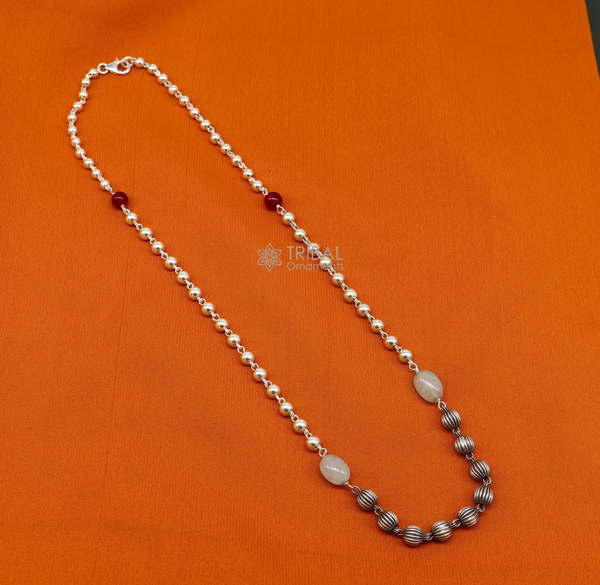 16" to 30" 925 sterling silver customized stylish beaded chain necklace, excellent gifting modern trendy necklace tribal jewelry ch248 - TRIBAL ORNAMENTS