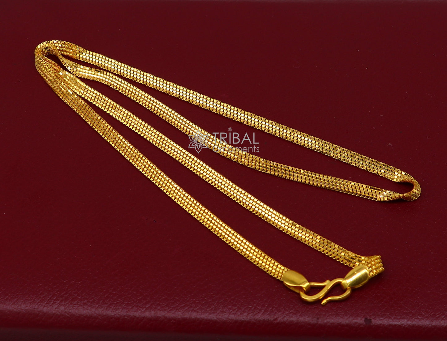 All sizes 22kt yellow gold handmade solid box multiple box customized highway chain necklace royal gifting jewelry from india ch574 - TRIBAL ORNAMENTS